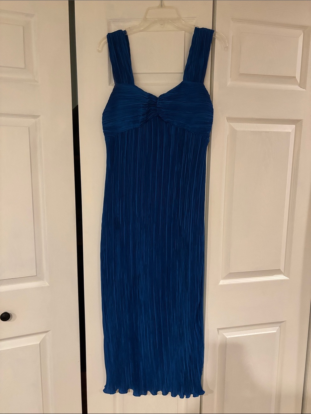 Anthropologie Royal Blue Pleated Maxi Dress with Wide Straps
